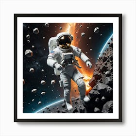 A Voyage Through Space: The Astronaut and the Asteroids 1 Art Print