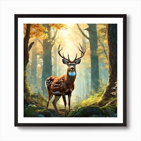 Deer In The Woods 57 Art Print