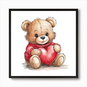 Teddy Bear With Heart Art Print