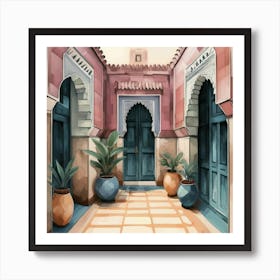 Doorway, Marrakech Impressions, Contemporary Watercolor Art Print