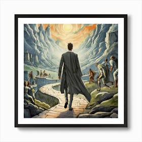 Man Walking Down A Path Art Print