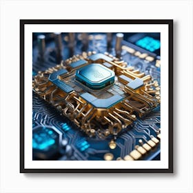 3d Rendering Of A Computer Chip 6 Art Print