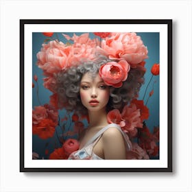 Woman With Flowers Art Print