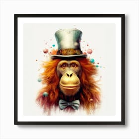 Monkey In Top Hat Art Print