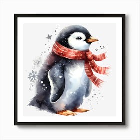 Penguin In Scarf Art Print