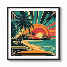 Sunset At The Beach 1 Art Print