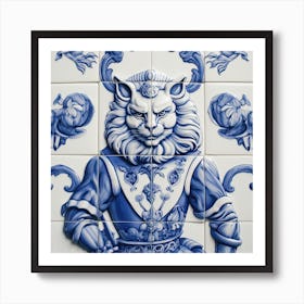 Thundercats Inspired Delft Tile Illustration 3 Art Print
