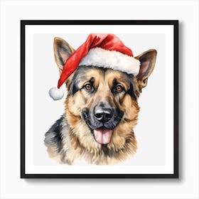 German Shepherd Santa Hat 1 Art Print