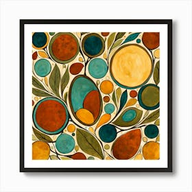 Abstract Painting, Floral Pattern, Abstract Piece With Organic Shapes And Earthy Colors art print 2 Art Print