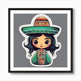 Mexico Sticker 2d Cute Fantasy Dreamy Vector Illustration 2d Flat Centered By Tim Burton Pr (5) Art Print