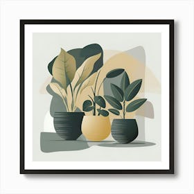 Three Potted Plants Art Print