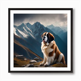 St Bernard Dog 63 Art Print