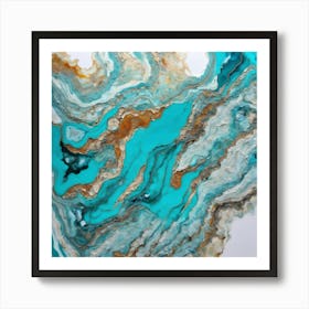 Turquoise Marble Painting Art Print