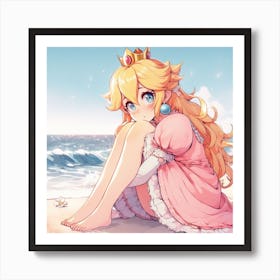 Peach Waiting on the beach Art Print