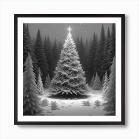 Christmas Tree In The Snow 9 Art Print