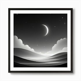 Landscape With Moon And Stars Art Print