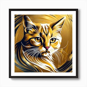 Gold Cat Painting 1 Art Print