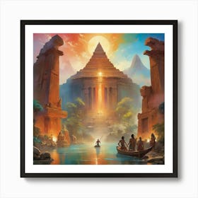 Egyptian Temple Art print paintings 2 Art Print