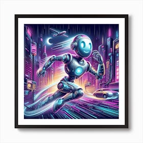 Robot Running In The City 5 Art Print