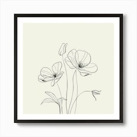 Line Drawing Of Flowers 9 Art Print