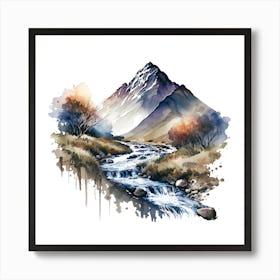 Watercolor Mountain Stream 1 Art Print