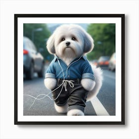 A cute dog in tension Art Print