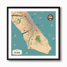 Dubai City Map Art Print