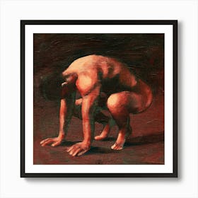 Male Nude homoerotic gay art man naked hand painted classical square adult mature Art Print
