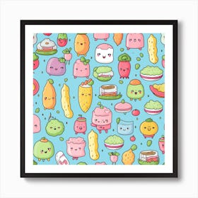 Kawaii Food Pattern Art Print