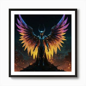 Default Golden Crusader Dark Knight Fallen Angel With Dragon W 0 1 Art Print