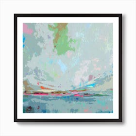 Blue Green Pink Abstract Landscape Art Print