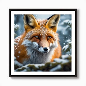 Fox In The Snow 5 Art Print
