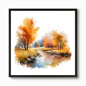 Watercolor Autumn Landscape 37 Art Print