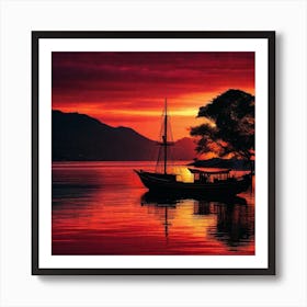 Sunset Sailboat 1 Art Print