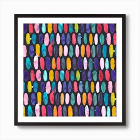 Pills Multi Black Bg Square Art Print