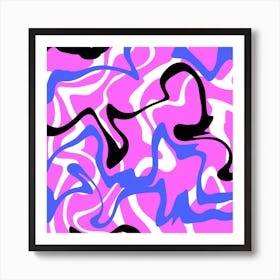 Pink And Black Abstract Pattern Art Print