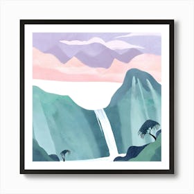 Waterfall In The Mountains 4 Art Print