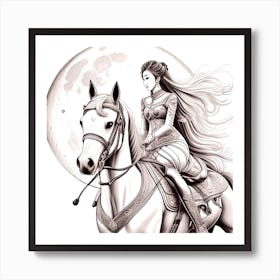 Chinese Girl On Horseback Art Print