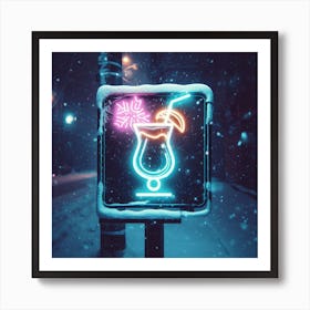 Neon Sign In The Snow Art Print