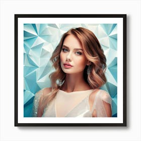 Firefly Elegant Woman With A Dreamy Geometric Background 52856 Póster