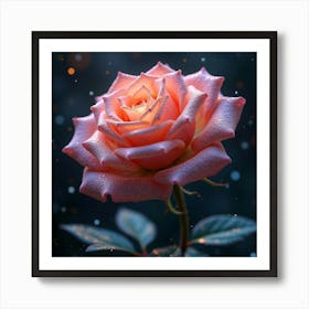 A Whimsical Rose With Petals Of Cascading, Fractal Patterns Blooming In A Celestial Garden Art Print