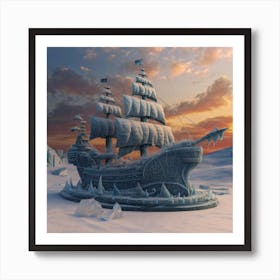 Beautiful ice sculpture in the shape of a sailing ship 11 Art Print