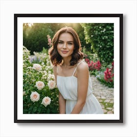 Photo Medium Shot Woman Posing In Romantic Garden 73 0 Art Print