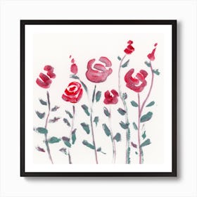 Roses - minimal minimalist painting hand painted flowers nature Art Print