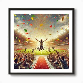 Soccer Fans Celebrating At The Stadium Art Print