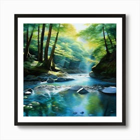 Watercolor Oreti River Art Print