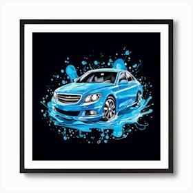 Logo Vector Car Wash Clean Soap Bubbles Water Splash Detailing Automotive Foam Service Art Print