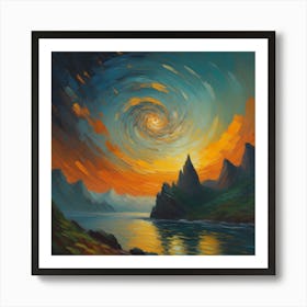 Sunset Over The Loch Art Print