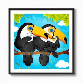 Toucan Family Square Art Print