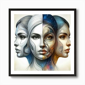 Three Faces Of Women Art Print